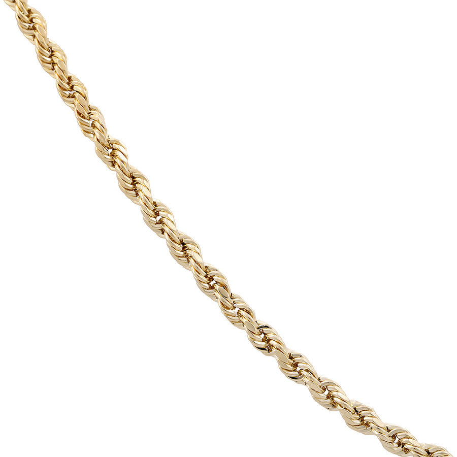 An elegant Miral Jewelry 14K Yellow Gold Rope Chain on a white background, exuding sophistication.