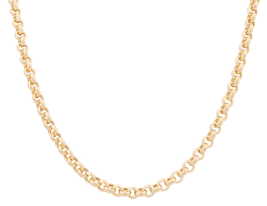 A Miral Jewelry Yellow Gold 14k Fancy Link Chain necklace with an oval link.