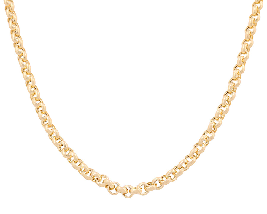 A Women's Yellow Gold 14k Rolo Chain necklace with an oval link by Miral Jewelry.
