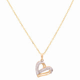 Yellow Gold Necklace with Heart Pendant 10K with 0.33Tw Round Diamonds