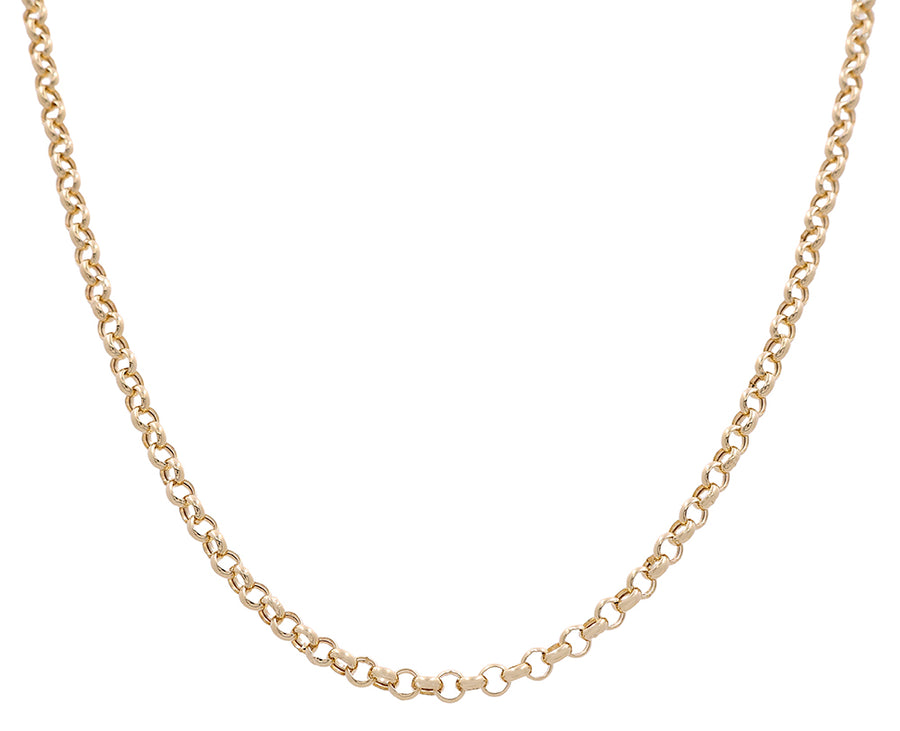 A statement gold chain necklace with an oval link, crafted in Miral Jewelry's 14K Yellow Gold Fashion Link Necklace.