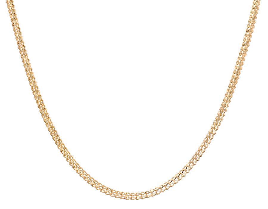 A Miral Jewelry 10K yellow gold chain necklace measuring 22 inches, perfect for the fashion-forward style icon, displayed against a white background.