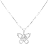 White Gold Necklace with Butterfly Pendant 10K with 0.16Tw Round Diamonds