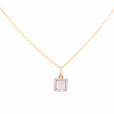 Yellow Gold Necklace with Square Pendant 10K with 0.08Tw Round Diamonds