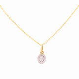 Yellow Gold Necklace with Oval Pendant 10K with 0.08Tw Round Diamonds