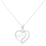 White Gold Necklace with Heart Diamond Pendant 10K with 0.33Tw Round Diamonds