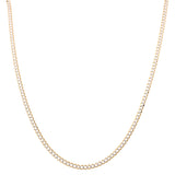14K Two Tone White/Yellow Diamond Cut Curb Chain 24"