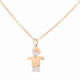 Yellow Gold Necklace with Boy Pendant 14K with 0.02Tw Round Diamonds