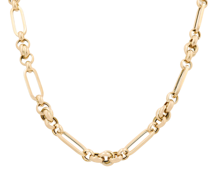 A Women's Miral Jewelry yellow gold chain necklace with an oval link, made of 14k Yellow Gold.