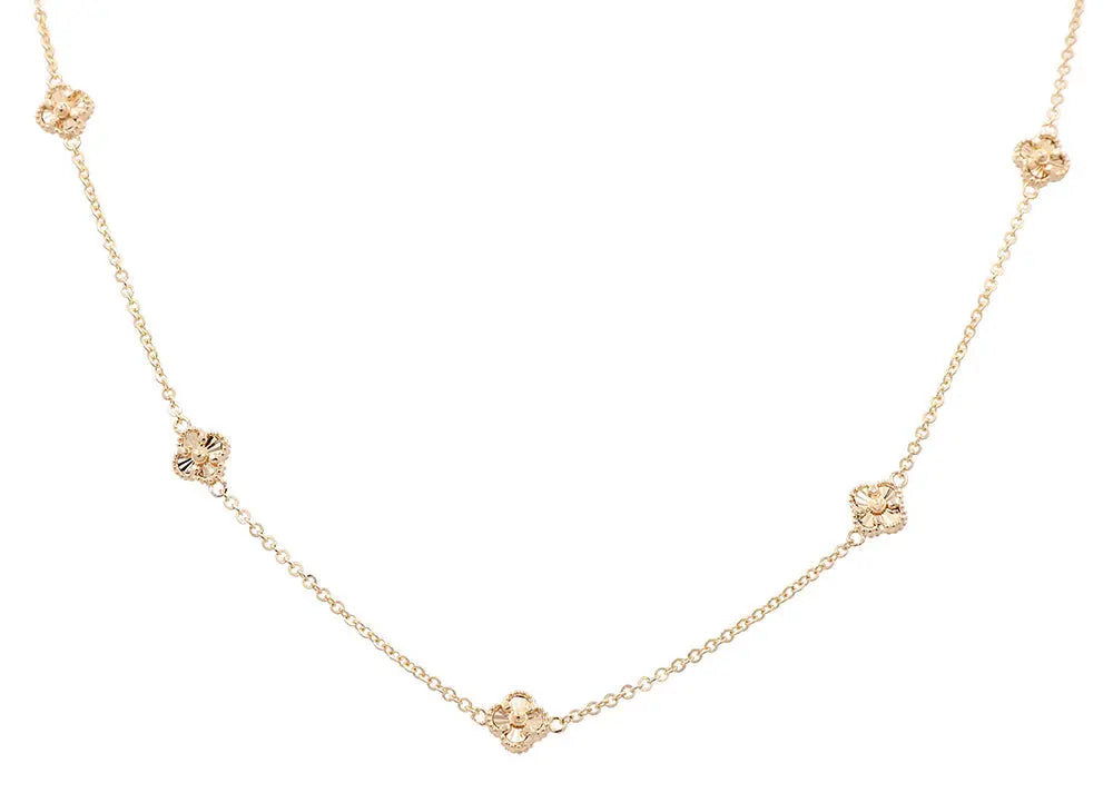 14K Yellow Gold Fashion Flower Women's Necklace Miral Jewelry
