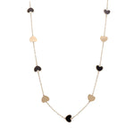 14K Yellow Gold Fashion Hearts Onyx and Gold Necklace Miral Jewelry