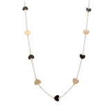 14K Yellow Gold Fashion Hearts Onyx and Gold Necklace Miral Jewelry