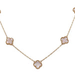 14K Yellow Gold Fashion  White Flowers Women's Necklace Miral Jewelry