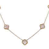 14K Yellow Gold Fashion  White Flowers Women's Necklace Miral Jewelry