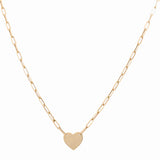 14K Yellow Gold Paper Clip With Heart Women's Necklace
