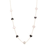 14K Yellow Gold Fashion Hearts Necklace with Black Onyx and Mother Pearl Miral Jewelry
