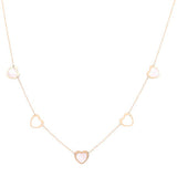 14K Yellow Gold  Mop Hearts  Necklace