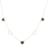 14K Yellow Gold  Black Hearts  Necklace