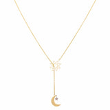14K Yellow Gold Sun and Moon Necklaces