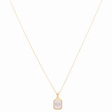 14K Yellow Gold Square White  Necklace