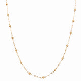 Yellow Gold 14K Paper Clip with Beads Necklace 18"