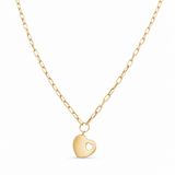 14k Yellow Gold Paper Clip Necklace with Heart  18"