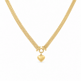 14k Yellow Gold Mesh with Heart Necklaces 18"