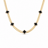 10k Yellow Gold Monaco with Black Clover Necklaces 16"