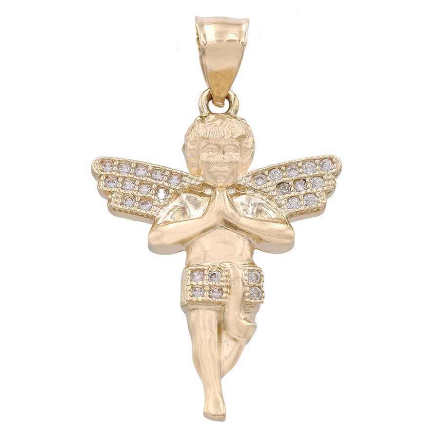 Yellow Gold 14k Angel Pendant With Cz