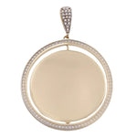 14k Yellow Gold Round Medal Pendant Cz Miral Jewelry