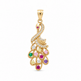 14K Yellow Gold Flemish With Colored Stones Pendant