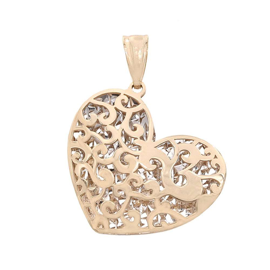 Miral Jewelry's 14K Yellow Stamped Out Heart Pendant showcasing timeless craftsmanship.
