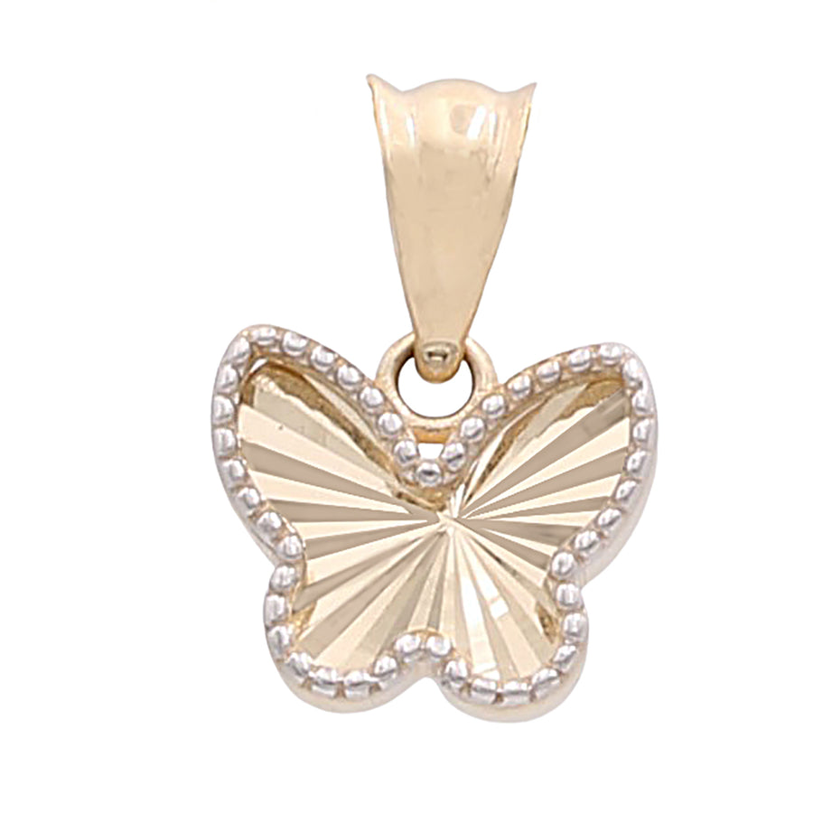 A Miral Jewelry 14K Yellow Gold Butterfly with Diamond Cut Pendant.
