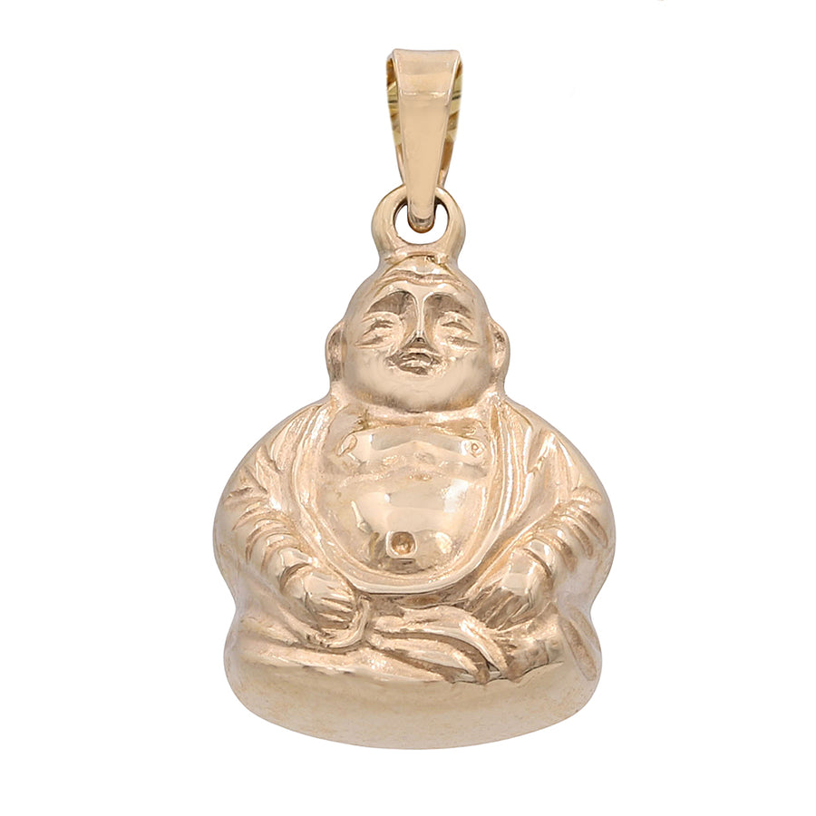 A statement piece, a Miral Jewelry 14K Yellow Gold Buddha Pendant on a white background.
