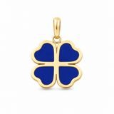 14K Yellow Gold Royal Blue Clover Pendant