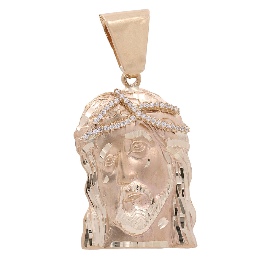 Miral Jewelry offers the 10K Yellow Jesus with Cubic Zirconias Thorn Crown Pendant.