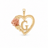 14K Two Tone Yellow/Rose Heart Inicial G Pendant