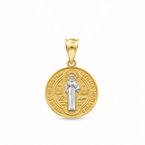 14K Two Tone White/Yellow San Benedict Medal Pendant