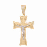 14K  Two Tone White/Yellow Gold Crucifix Pendant