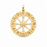 14K Yellow Gold Round With Zodiac Pendant