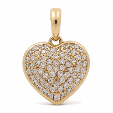 14K Yellow  Gold Heart with Cz Pendant