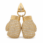 14K Yellow  Gold Boxing Gloves with Cz  Pendant