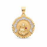 14K Yellow Gold Satin Round Sta Barbara Medal Pendant