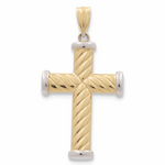 14K Two Tone White/Yellow Gold   Cross Pendant