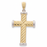14K Two Tone White/Yellow Gold   Cross Pendant