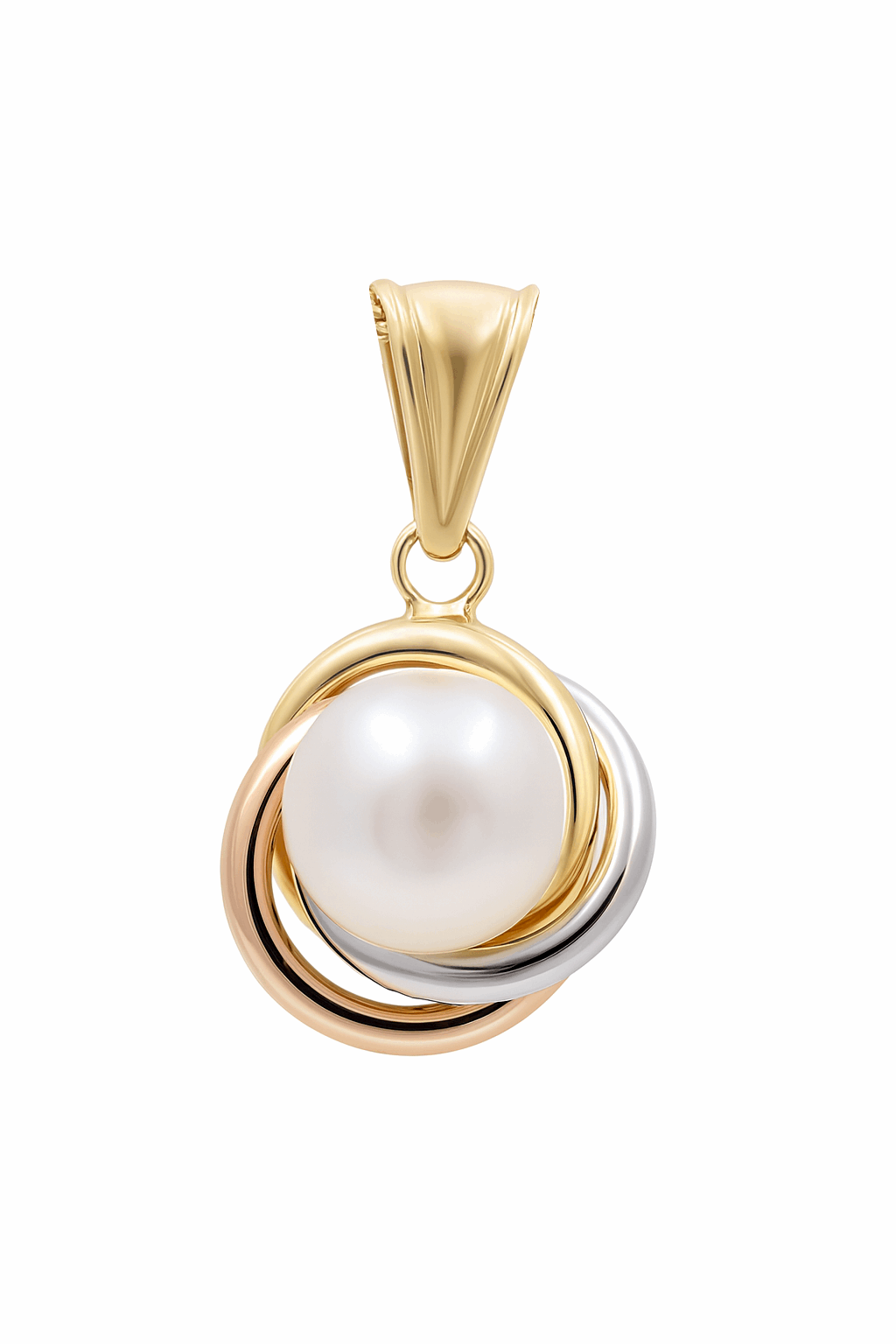 14K Tri Color Gold  Pearl Pendant