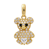 14K Yellow Gold  White Bear Pendant with Cz