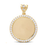 14K Yellow Gold  Photo Medal with Cz Pendant