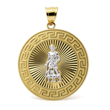 14K Two Tone White/Yellow  Gold  San Lazaro Medal Pendant