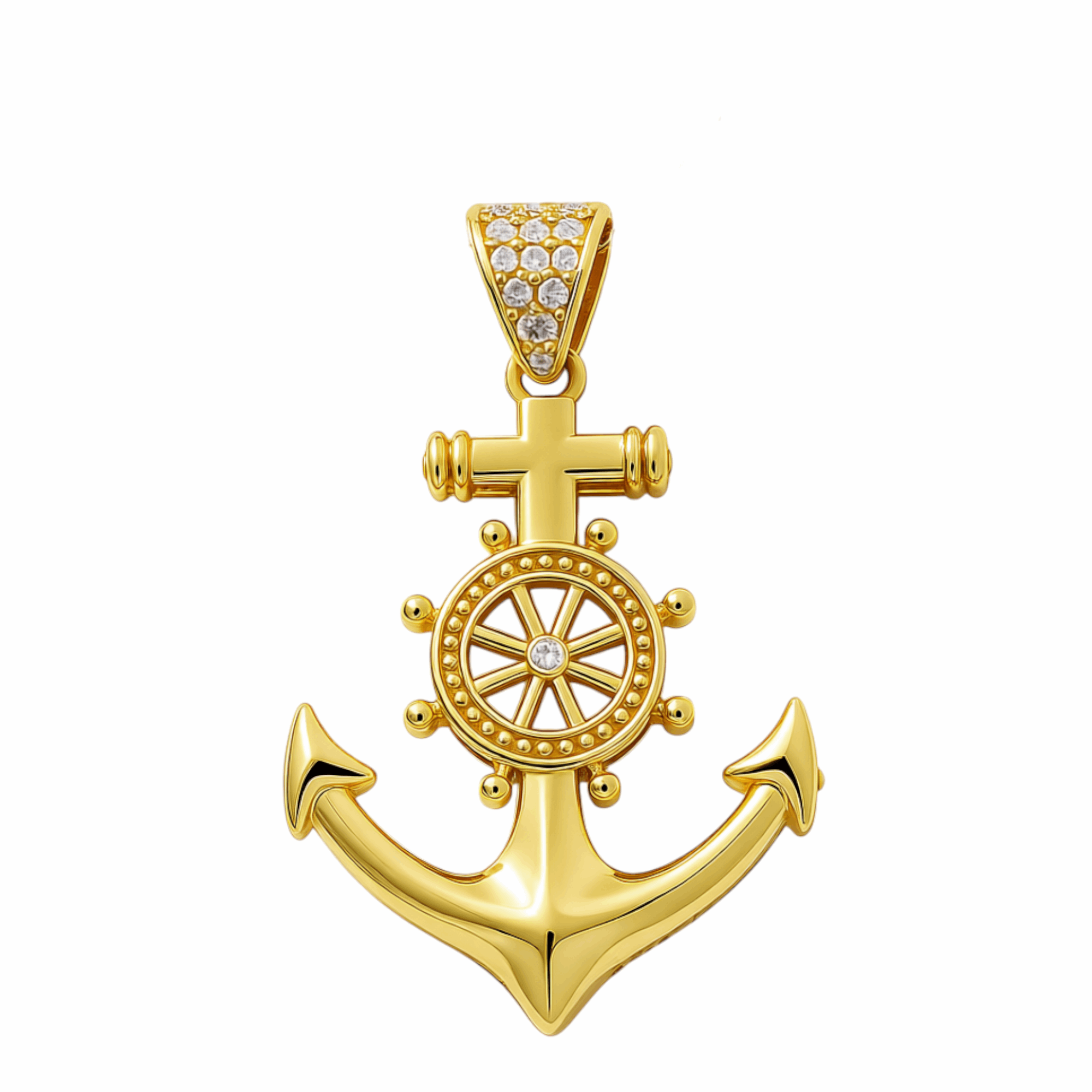10K Yellow Gold Anchor Men's Pendant